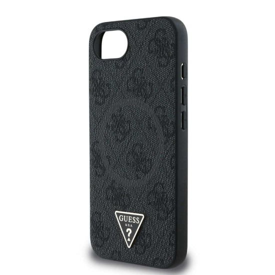 Husa Guess PU 4G Strass Triangle Logo MagSafe pentru iPhone 16e, Neagra (Bakr, GUHMPSE4P4TDPK) by www.silkase.ro