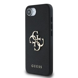 Husa Guess PU Grained 4G Metal Logo pentru iPhone 16e, Neagra Husa Guess PU Grained 4G Metal Logo pentru iPhone 16e, Neagra