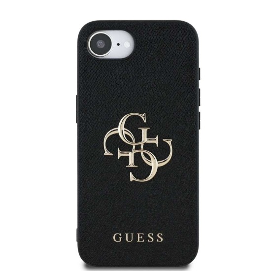 Husa Guess PU Grained 4G Metal Logo pentru iPhone 16e, Neagra (Bakr, GUHCPSE4PGT4MBK) by www.silkase.ro