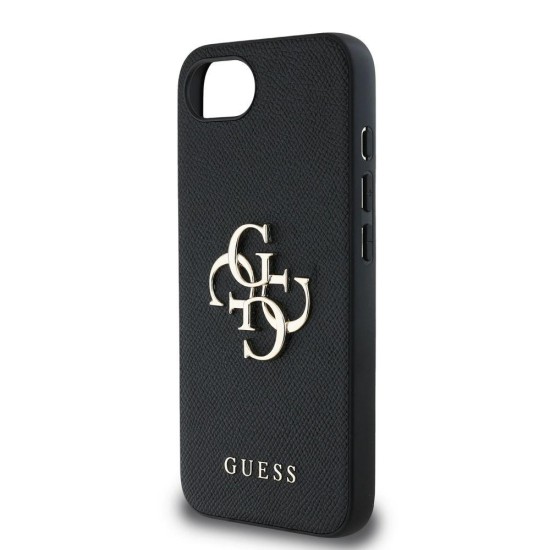 Husa Guess PU Grained 4G Metal Logo pentru iPhone 16e, Neagra (Bakr, GUHCPSE4PGT4MBK) by www.silkase.ro