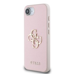 Husa Guess PU Grained 4G Metal Logo pentru iPhone 16e, Roz Husa Guess PU Grained 4G Metal Logo pentru iPhone 16e, Roz