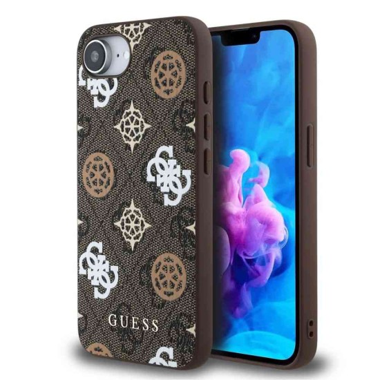 Husa Guess PU 4G Peony MagSafe pentru iPhone 16e, Maro (Bakr, GUHMPSE4P4PWPW) by www.silkase.ro