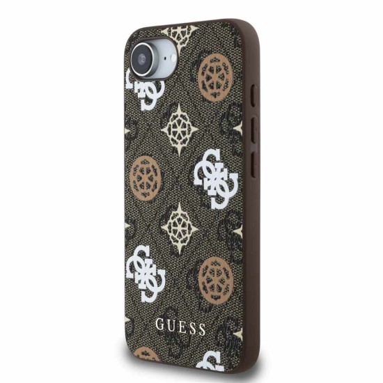 Husa Guess PU 4G Peony MagSafe pentru iPhone 16e, Maro (Bakr, GUHMPSE4P4PWPW) by www.silkase.ro