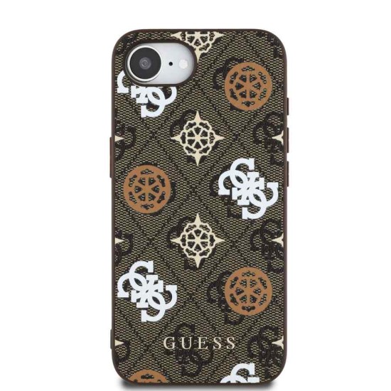 Husa Guess PU 4G Peony MagSafe pentru iPhone 16e, Maro (Bakr, GUHMPSE4P4PWPW) by www.silkase.ro