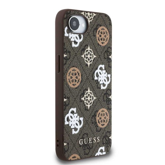 Husa Guess PU 4G Peony MagSafe pentru iPhone 16e, Maro (Bakr, GUHMPSE4P4PWPW) by www.silkase.ro