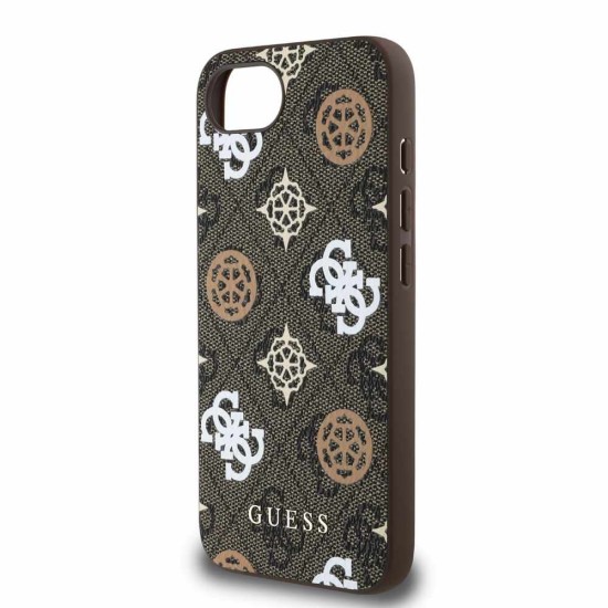 Husa Guess PU 4G Peony MagSafe pentru iPhone 16e, Maro (Bakr, GUHMPSE4P4PWPW) by www.silkase.ro
