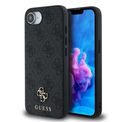 Husa Guess PU 4G Small Metal Logo MagSafe pentru iPhone 16e, Gri