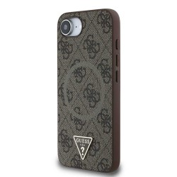 Husa Guess PU 4G Strass Triangle Logo MagSafe pentru iPhone 16e, Maro Husa Guess PU 4G Strass Triangle Logo MagSafe pentru iPhone 16e, Maro