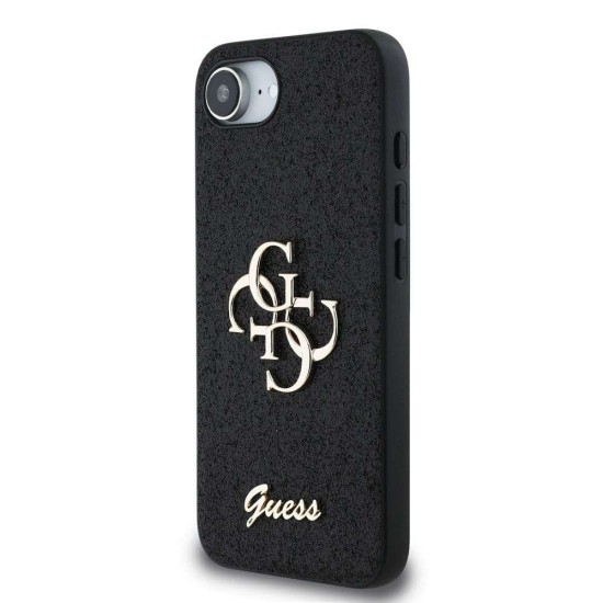 Husa Guess PU Fixed Glitter 4G Metal Logo pentru iPhone 16e, Neagra (Bakr, GUHCPSE4HG4SGK) by www.silkase.ro