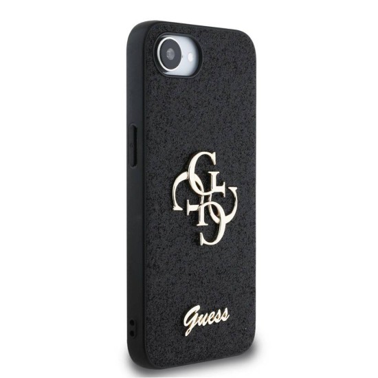 Husa Guess PU Fixed Glitter 4G Metal Logo pentru iPhone 16e, Neagra (Bakr, GUHCPSE4HG4SGK) by www.silkase.ro