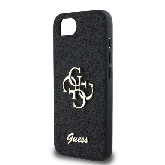Husa Guess PU Fixed Glitter 4G Metal Logo pentru iPhone 16e, Neagra (Bakr, GUHCPSE4HG4SGK) by www.silkase.ro