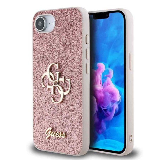 Husa Guess PU Fixed Glitter 4G Metal Logo pentru iPhone 16e, Roz (Bakr, GUHCPSE4HG4SGP) by www.silkase.ro