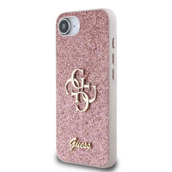 Husa Guess PU Fixed Glitter 4G Metal Logo pentru iPhone 16e, Roz (Bakr, GUHCPSE4HG4SGP) by www.silkase.ro