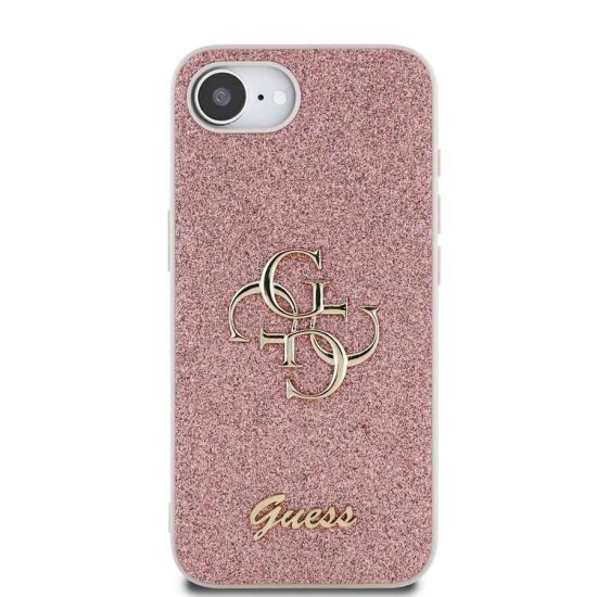 Husa Guess PU Fixed Glitter 4G Metal Logo pentru iPhone 16e, Roz (Bakr, GUHCPSE4HG4SGP) by www.silkase.ro