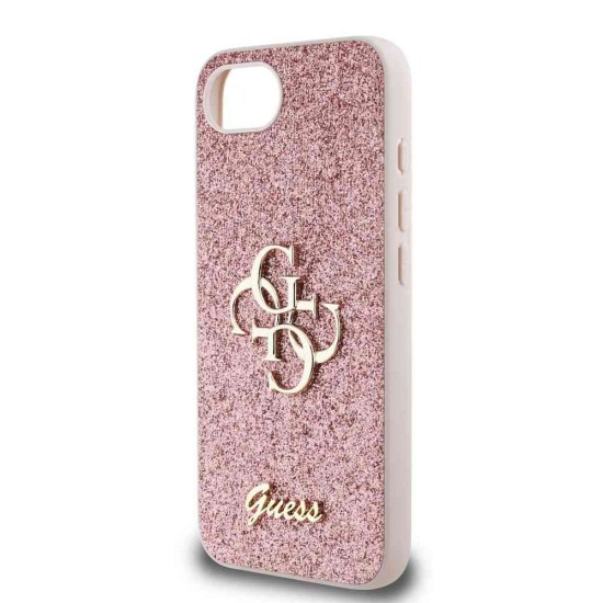 Husa Guess PU Fixed Glitter 4G Metal Logo pentru iPhone 16e, Roz (Bakr, GUHCPSE4HG4SGP) by www.silkase.ro