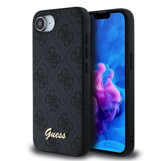Husa Guess 4G Script Logo MagSafe pentru iPhone 16e, Neagra (Bakr, GUHMPSE4HG4SHK) by www.silkase.ro