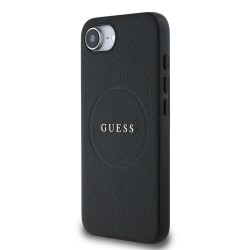 Husa Guess PU Grained Classic Logo MagSafe pentru iPhone 16e, Neagra