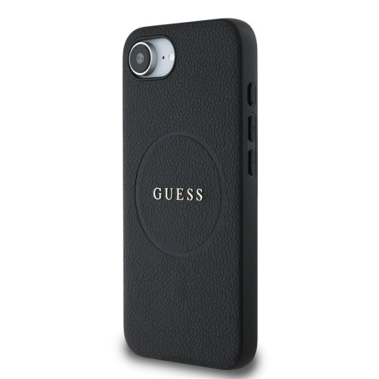 Husa Guess PU Grained Classic Logo MagSafe pentru iPhone 16e, Neagra (Bakr, GUHMPSE4PGHSMMK) by www.silkase.ro