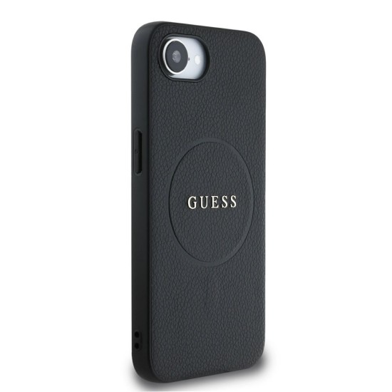 Husa Guess PU Grained Classic Logo MagSafe pentru iPhone 16e, Neagra (Bakr, GUHMPSE4PGHSMMK) by www.silkase.ro