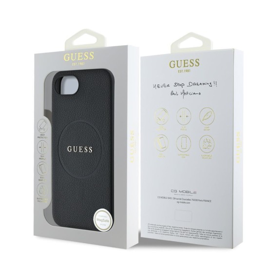 Husa Guess PU Grained Classic Logo MagSafe pentru iPhone 16e, Neagra (Bakr, GUHMPSE4PGHSMMK) by www.silkase.ro