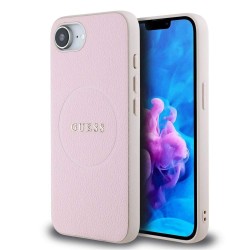Husa Guess PU Grained Classic Logo MagSafe pentru iPhone 16e, Roz