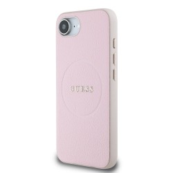 Husa Guess PU Grained Classic Logo MagSafe pentru iPhone 16e, Roz