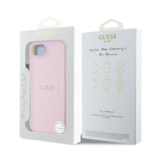 Husa Guess PU Grained Classic Logo MagSafe pentru iPhone 16e, Roz Husa Guess PU Grained Classic Logo MagSafe pentru iPhone 16e, Roz (Bakr, GUHMPSE4PGHSMMP) by www.silkase.ro
