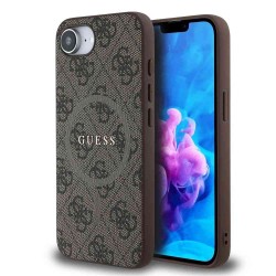 Husa Guess PU Leather 4G Colored Ring MagSafe pentru iPhone 16e, Maro