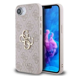 Husa Guess PU 4G Metal Logo pentru iPhone 16e, Roz