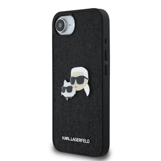 Husa Karl Lagerfeld Fixed Glitter Metal K&CH pentru iPhone 16e, Neagra (Bakr, KLHCPSE4PFGKCPK) by www.silkase.ro