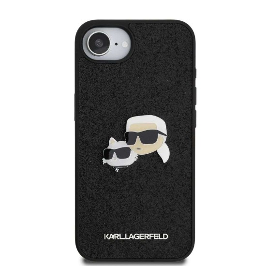 Husa Karl Lagerfeld Fixed Glitter Metal K&CH pentru iPhone 16e, Neagra (Bakr, KLHCPSE4PFGKCPK) by www.silkase.ro