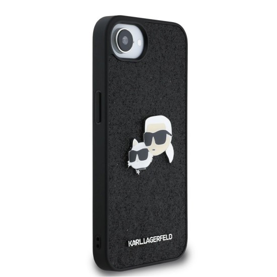 Husa Karl Lagerfeld Fixed Glitter Metal K&CH pentru iPhone 16e, Neagra (Bakr, KLHCPSE4PFGKCPK) by www.silkase.ro