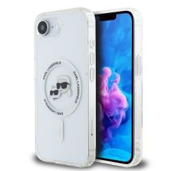Husa Karl Lagerfeld IML K&CH Heads Metal Frame MagSafe pentru iPhone 16e, Transparenta