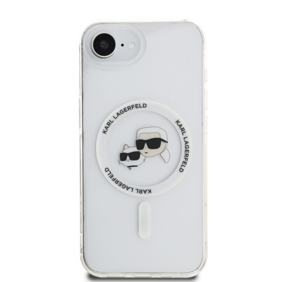Husa Karl Lagerfeld IML K&CH Heads Metal Frame MagSafe pentru iPhone 16e, Transparenta (Bakr, KLHMPSE4HLSKCH) by www.silkase.ro