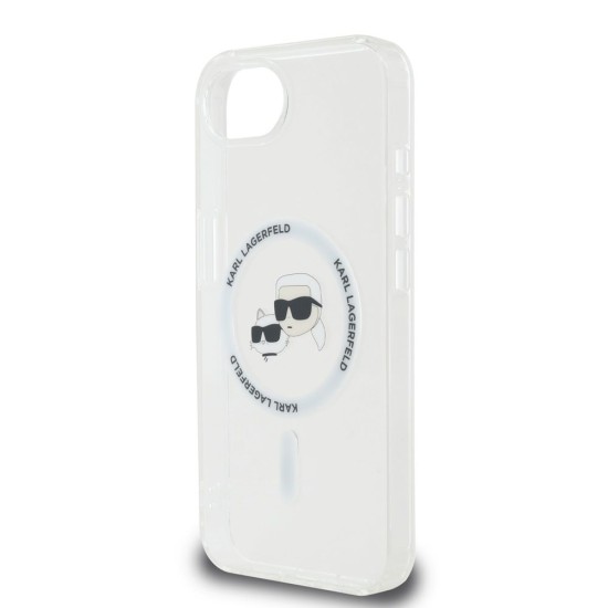 Husa Karl Lagerfeld IML K&CH Heads Metal Frame MagSafe pentru iPhone 16e, Transparenta (Bakr, KLHMPSE4HLSKCH) by www.silkase.ro