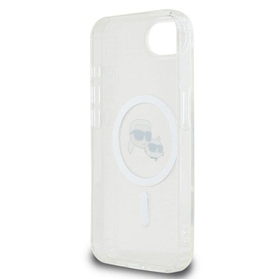 Husa Karl Lagerfeld IML K&CH Heads Metal Frame MagSafe pentru iPhone 16e, Transparenta (Bakr, KLHMPSE4HLSKCH) by www.silkase.ro
