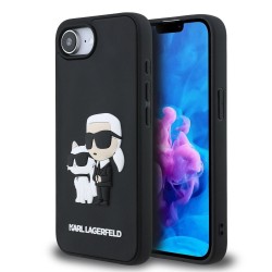 Husa Karl Lagerfeld 3D Rubber Karl and Choupette pentru iPhone 16e, Neagra