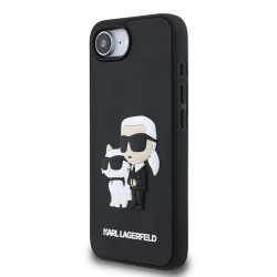 Husa Karl Lagerfeld 3D Rubber Karl and Choupette pentru iPhone 16e, Neagra Husa Karl Lagerfeld 3D Rubber Karl and Choupette pentru iPhone 16e, Neagra