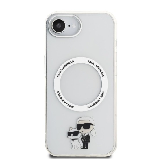 Husa Karl Lagerfeld IML Karl and Choupette MagSafe pentru iPhone 16e, Transparenta (Bakr, KLHMPSE4HNKCIT) by www.silkase.ro