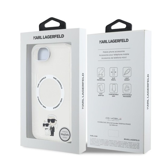 Husa Karl Lagerfeld IML Karl and Choupette MagSafe pentru iPhone 16e, Transparenta (Bakr, KLHMPSE4HNKCIT) by www.silkase.ro