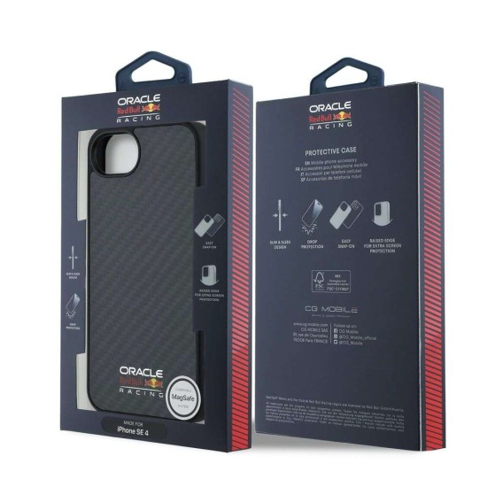 Husa Red Bull Carbon Shiny Logo MagSafe pentru iPhone 16e, Neagra (Bakr, RBHMPSE424CFILSK) by www.silkase.ro