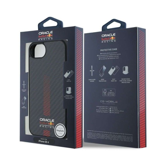 Husa Red Bull Carbon Powerbar MagSafe pentru iPhone 16e, Neagra (Bakr, RBHMPSE424CFGSMK) by www.silkase.ro