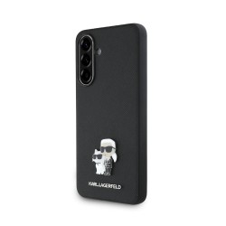 Husa Karl Lagerfeld PU Saffiano Metal Karl and Choupette pentru Samsung Galaxy A36, Neagra