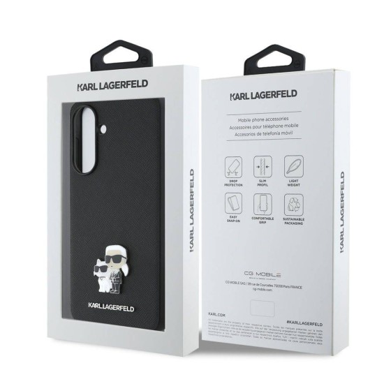 Husa Karl Lagerfeld PU Saffiano Metal Karl and Choupette pentru Samsung Galaxy A36, Neagra (Bakr, KLHCSA36PSAKCMPK) by www.silkase.ro
