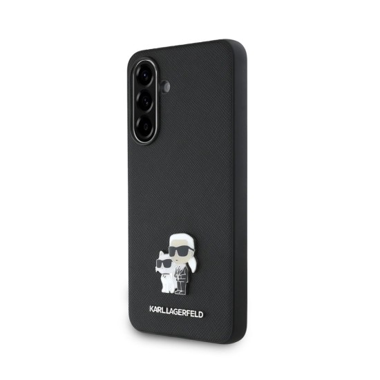 Husa Karl Lagerfeld PU Saffiano Metal Karl and Choupette pentru Samsung Galaxy A56, Neagra (Bakr, KLHCSA56PSAKCMPK) by www.silkase.ro