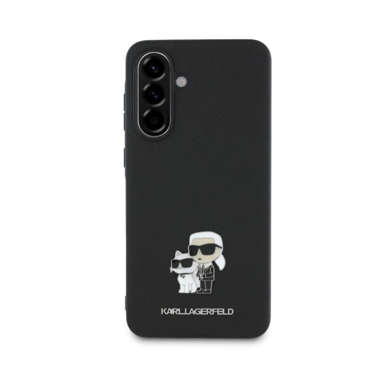 Husa Karl Lagerfeld PU Saffiano Metal Karl and Choupette pentru Samsung Galaxy A56, Neagra (Bakr, KLHCSA56PSAKCMPK) by www.silkase.ro