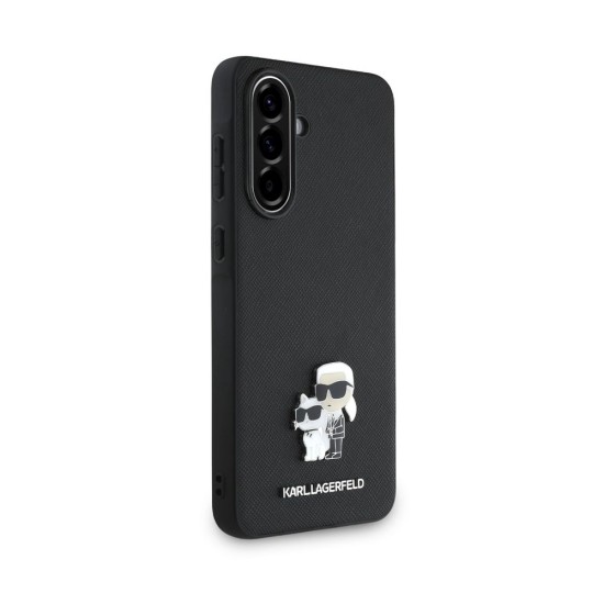 Husa Karl Lagerfeld PU Saffiano Metal Karl and Choupette pentru Samsung Galaxy A56, Neagra (Bakr, KLHCSA56PSAKCMPK) by www.silkase.ro