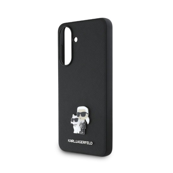 Husa Karl Lagerfeld PU Saffiano Metal Karl and Choupette pentru Samsung Galaxy A56, Neagra (Bakr, KLHCSA56PSAKCMPK) by www.silkase.ro
