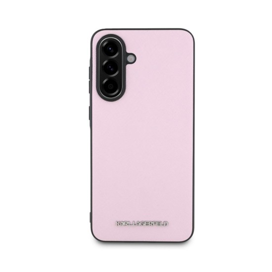 Husa Karl Lagerfeld PU Saffiano Metal Logo pentru Samsung Galaxy A56, Roz (Bakr, KLHCSA56PSAFWMCP) by www.silkase.ro
