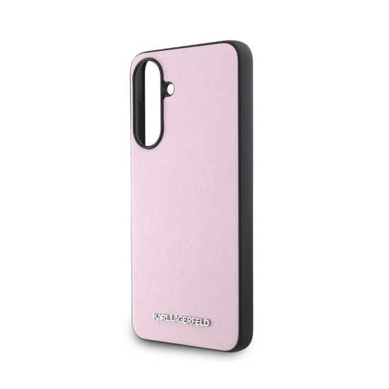 Husa Karl Lagerfeld PU Saffiano Metal Logo pentru Samsung Galaxy A56, Roz (Bakr, KLHCSA56PSAFWMCP) by www.silkase.ro